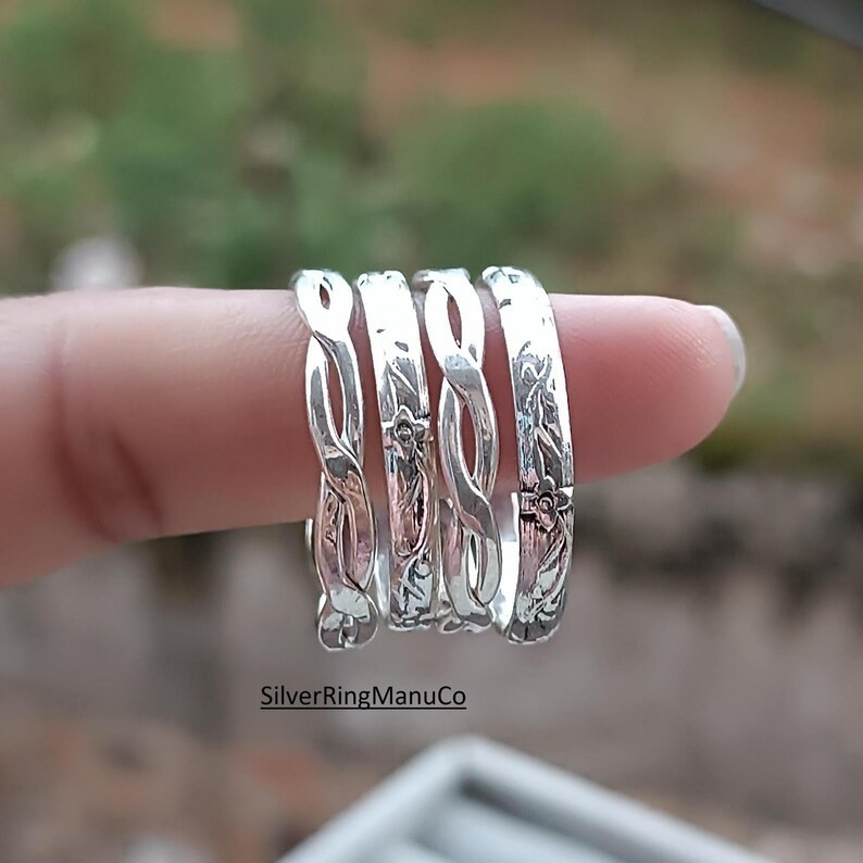 Silver stacking rings, 925 Sterling silver ring, Set Of 4 Rings silver  All size