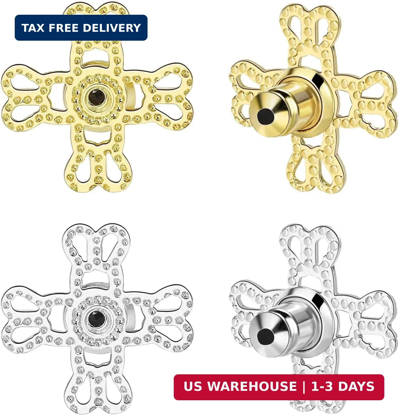 Earring Backs for Droopy Ears, 4PCS Lightweigh Earring Lifter Backs for Heavy Ea