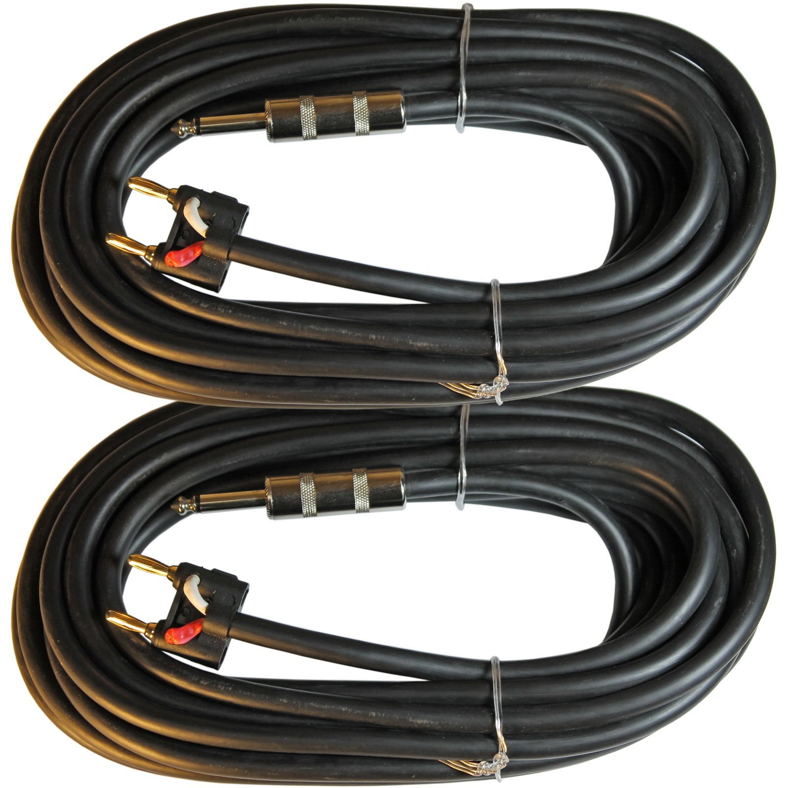 2 PACK PRO AUDIO 1/4 TO DUAL banana 50 FT foot PA DJ SPEAKER CABLE 14 GAUGE WIRE