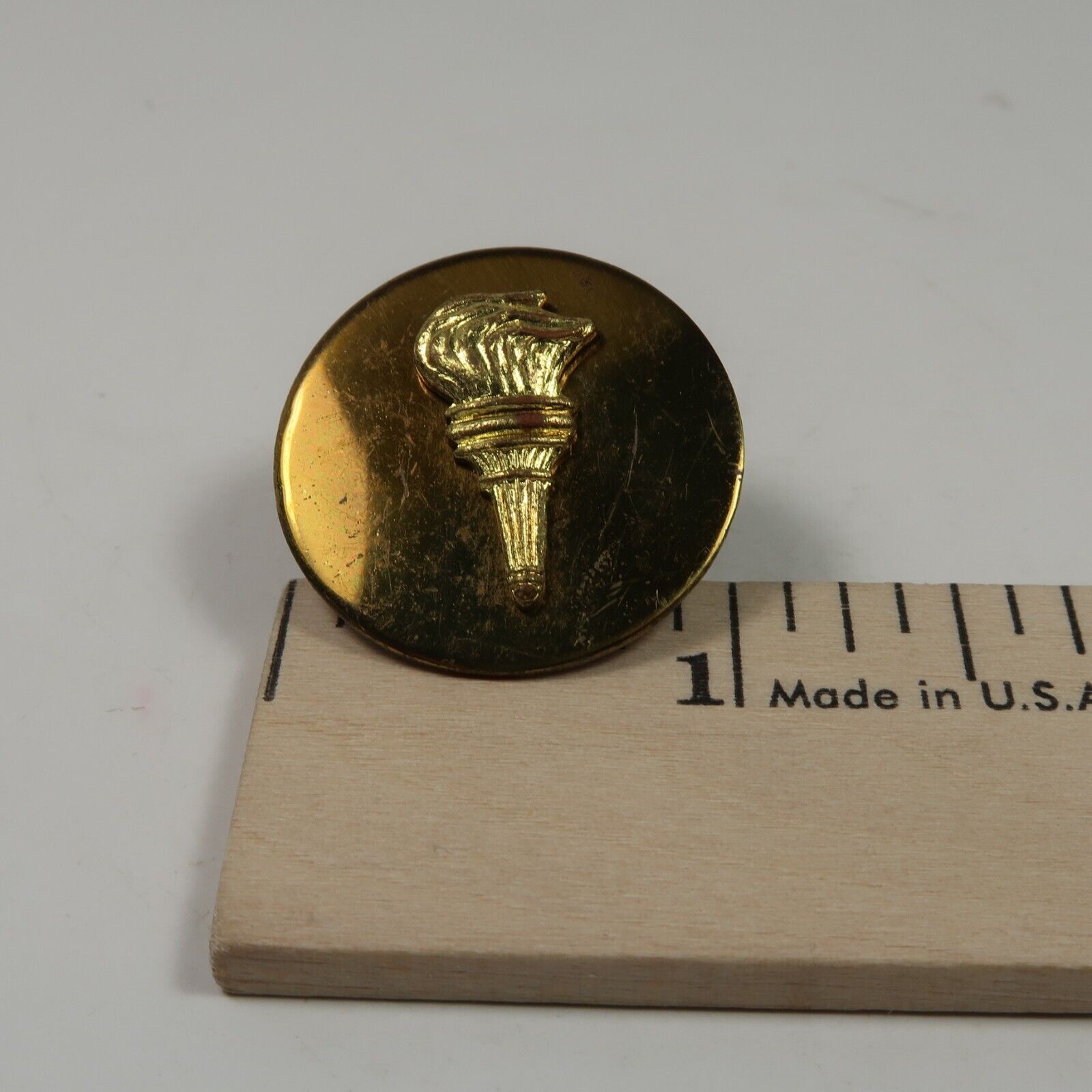US Military ROTC Torch Brass Disc Screwback