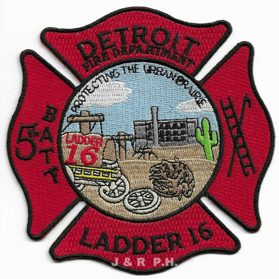 *NEW* Detroit  Ladder-16 / Batt.-5 "Urban Prairie", MI (4.5" x 4.5") fire patch