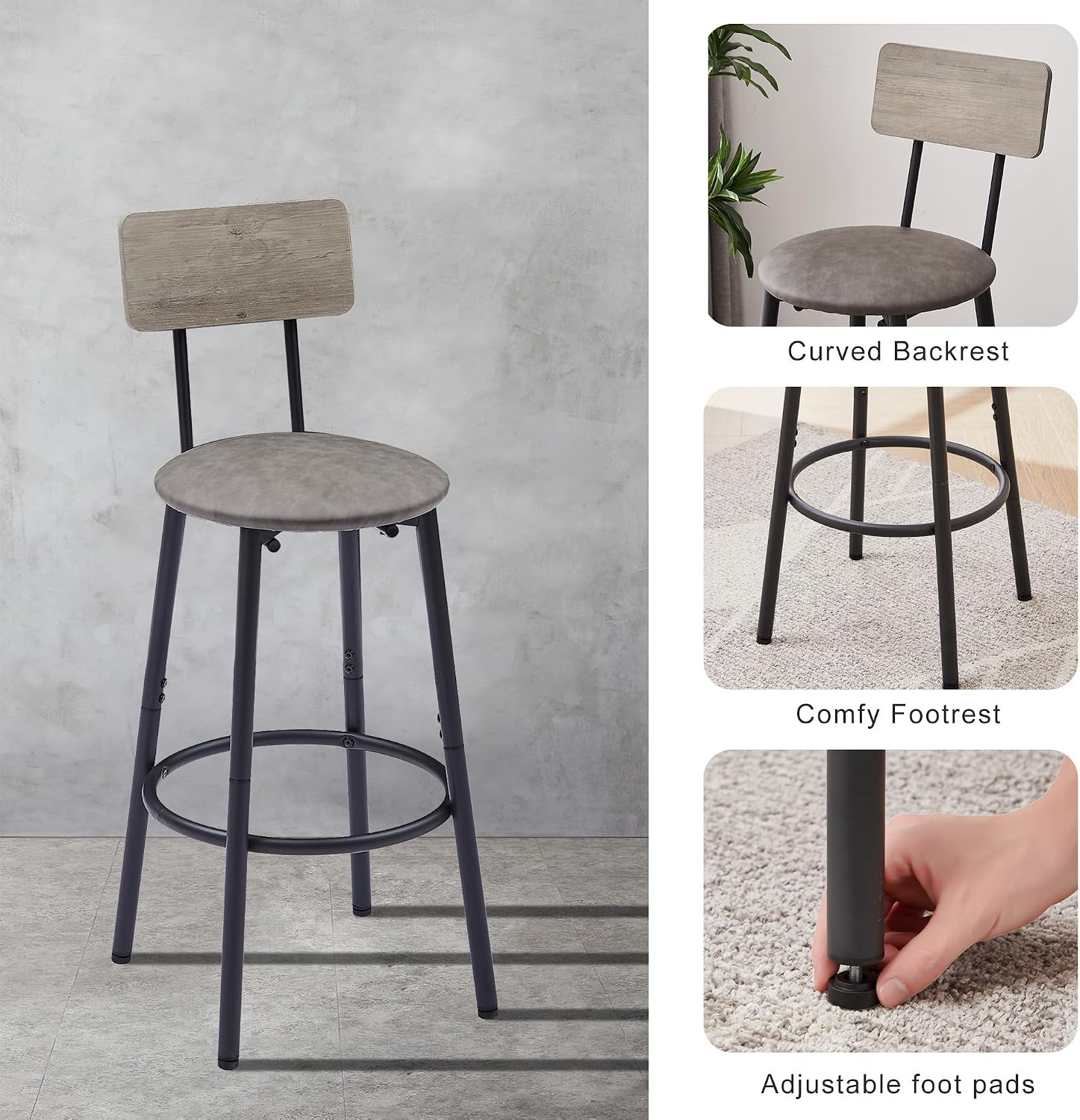 5 Piece Bar Table Set with 4 Bar Stools, Industrial Counter Height Pub Table Set
