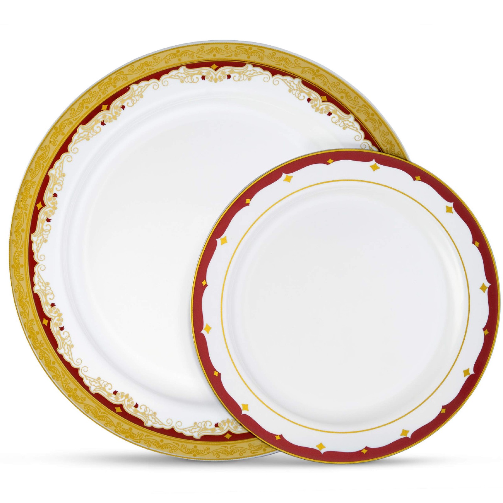 Laura Stein Thankgiving Gold & Burgundy Disposable Party Plate Set of 64 Incl...