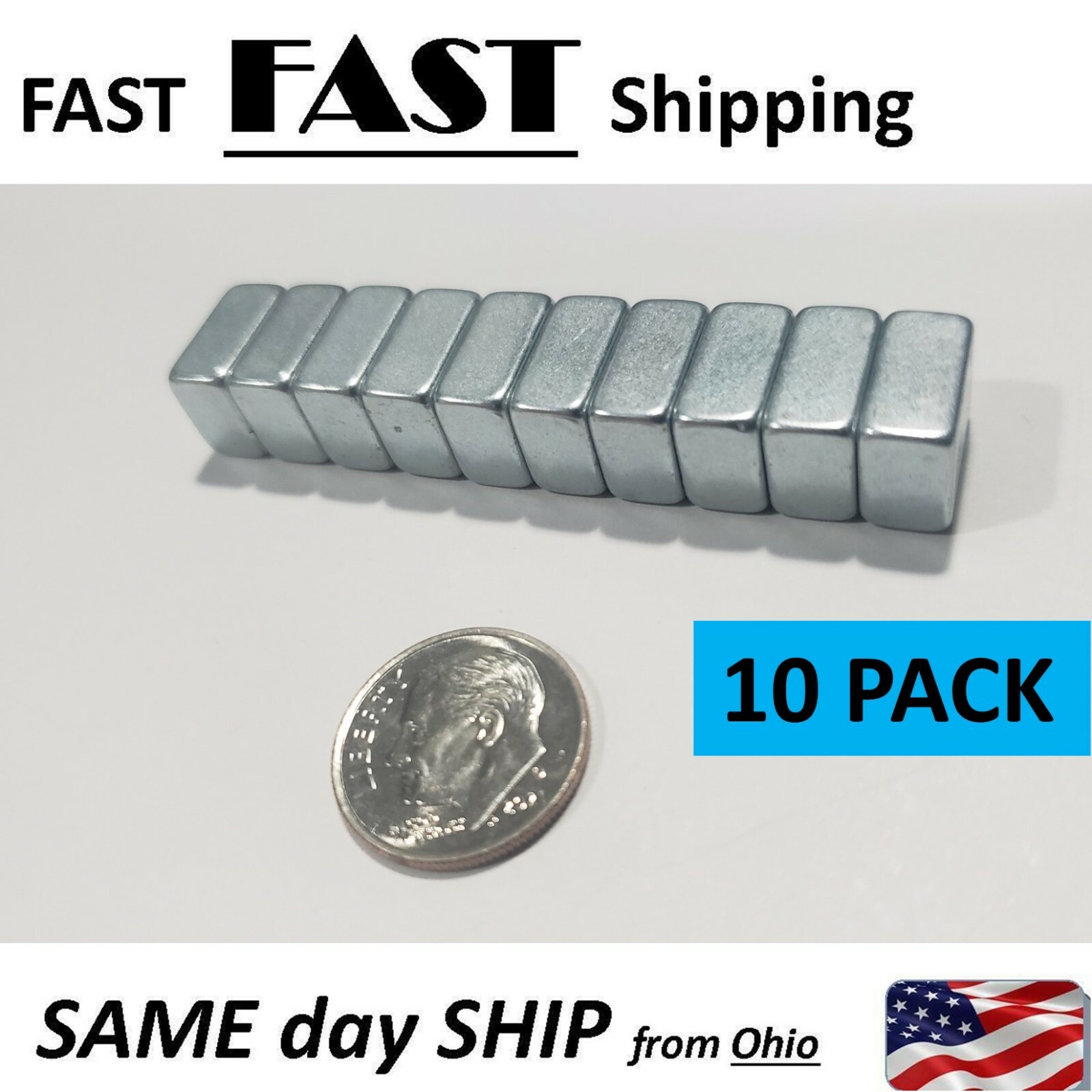 10 Neodymium 3/8" X 1/2" X 1/4" Block Magnets Super Strong Rare Earth