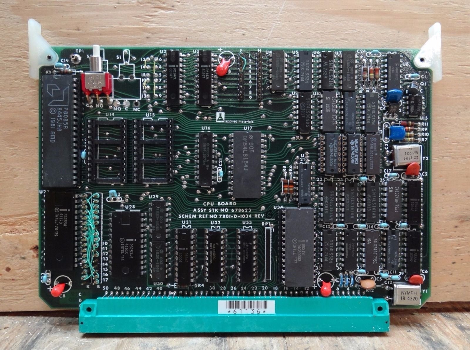 APPLIED MATERIAL CPU BOARD PART # 678623 SCHEM . REF 7801-D-1034 REV. G