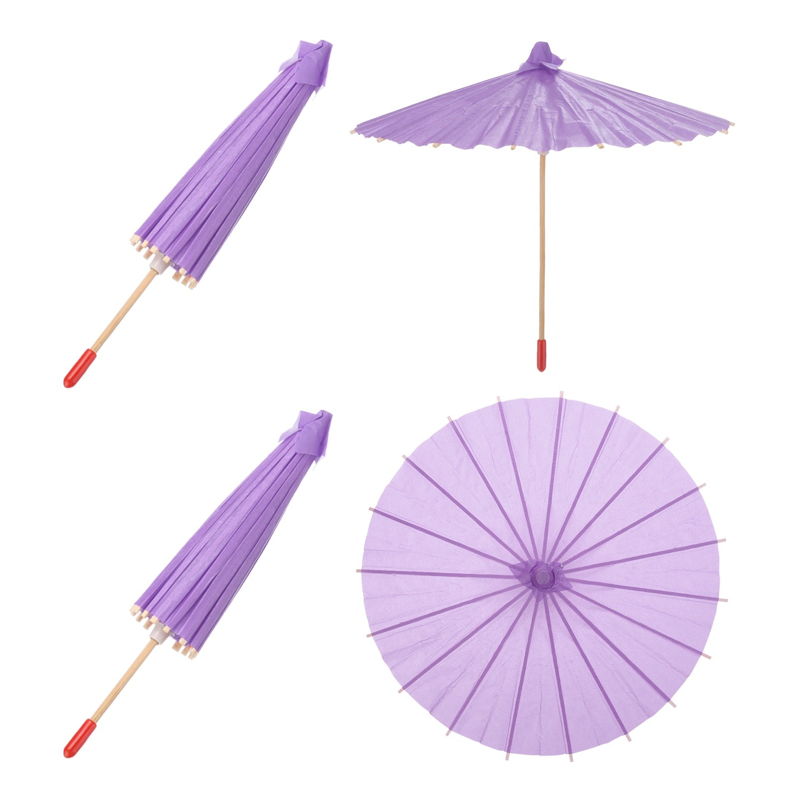 2 Pcs Paper Umbrellas ,8" Paper Parasol Umbrella for Craft,Purple