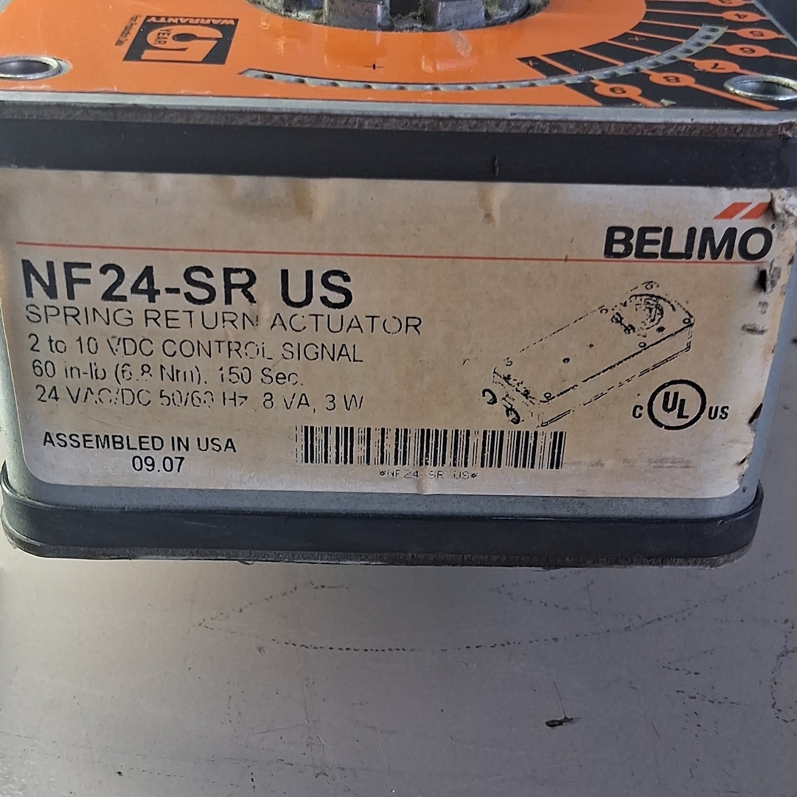 Belimo NF24-SR US Spring Return Damper Actuator 24V VAC/DC 2-10VDC