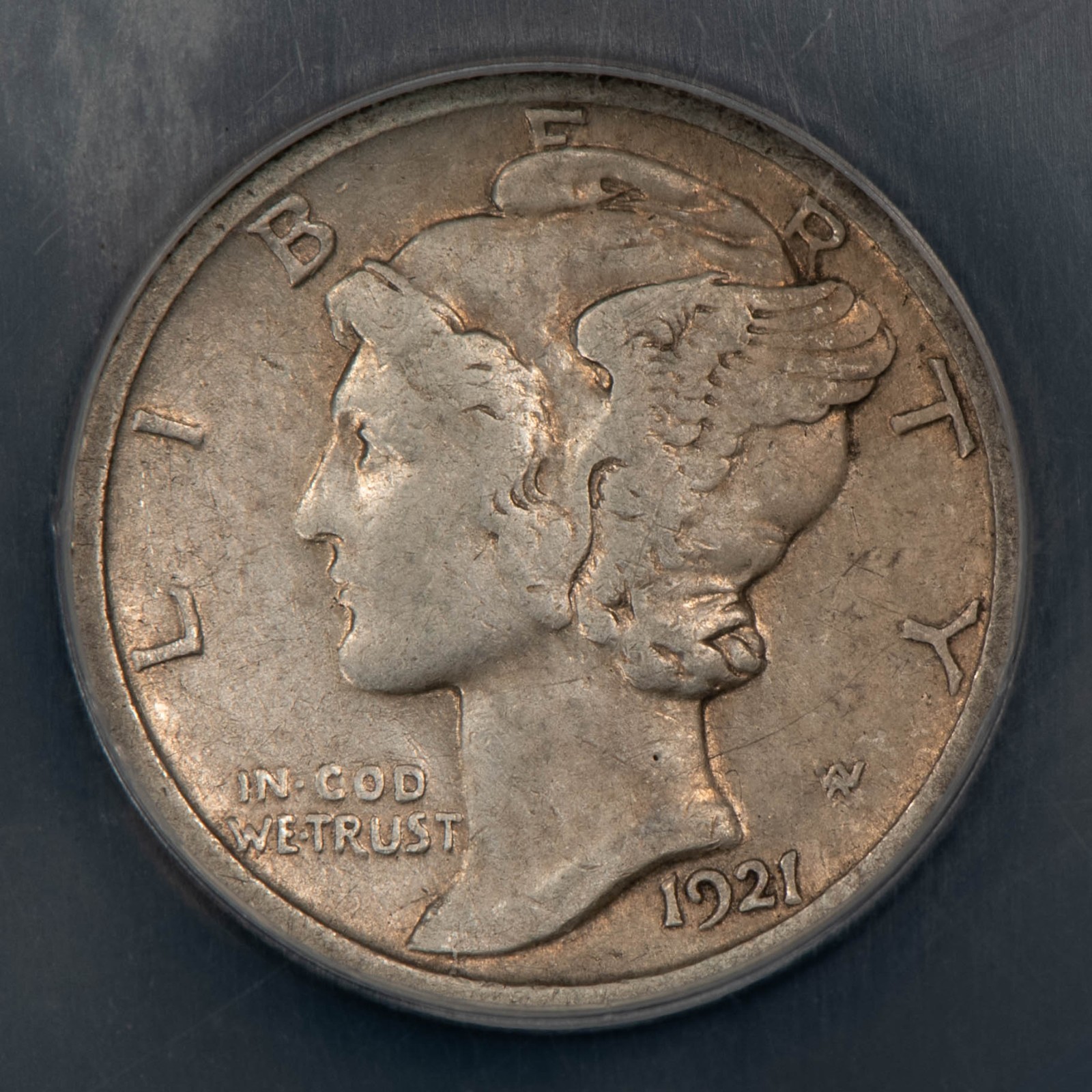 1921-D 10c Silver Mercury Dime - Original Look - Key Date - NGC VF Dets - B5146