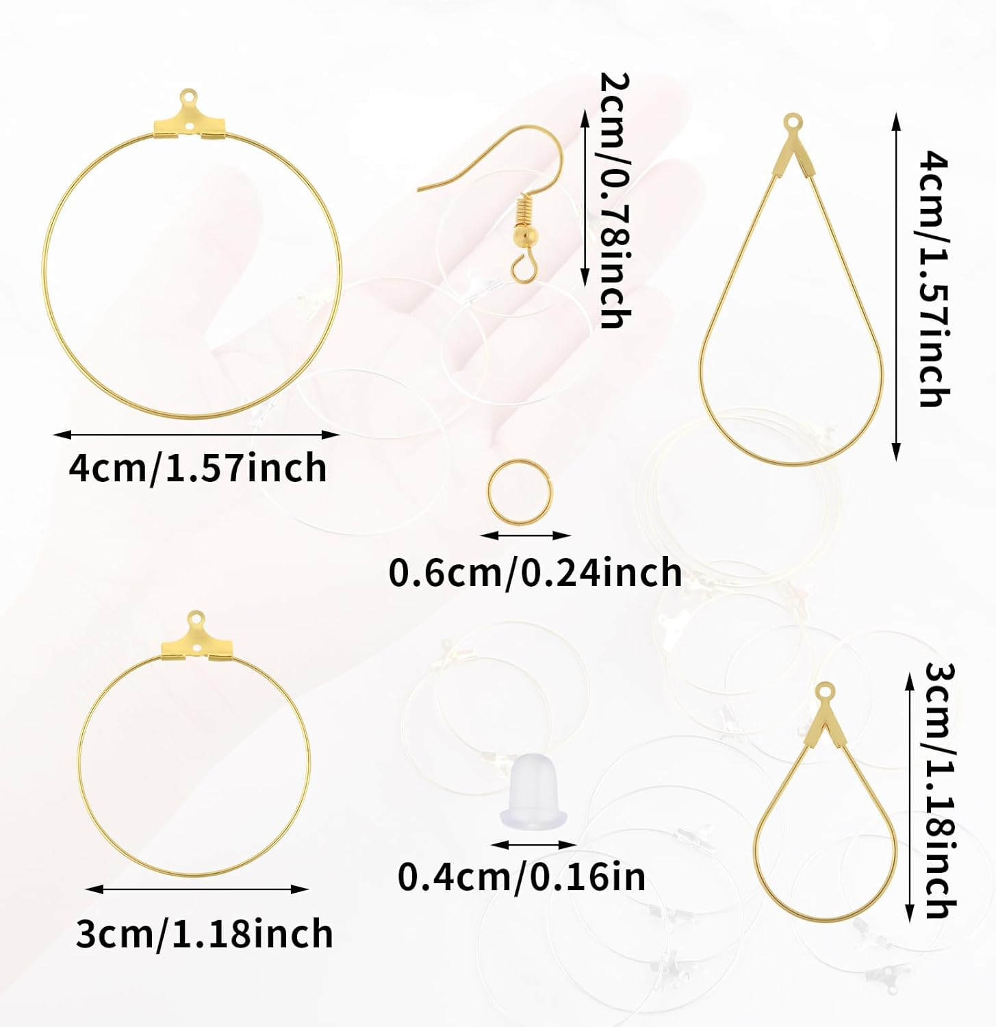 200PCS Earring Making Kit Beading Hoop Earring Finding Hoop Open Beading Hoops B