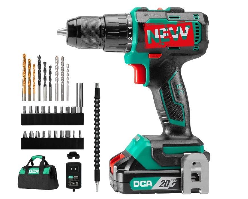 Taladro percutor inalámbrico 20V sin escobillas 1/2", 492 in-lb con batería. Nu