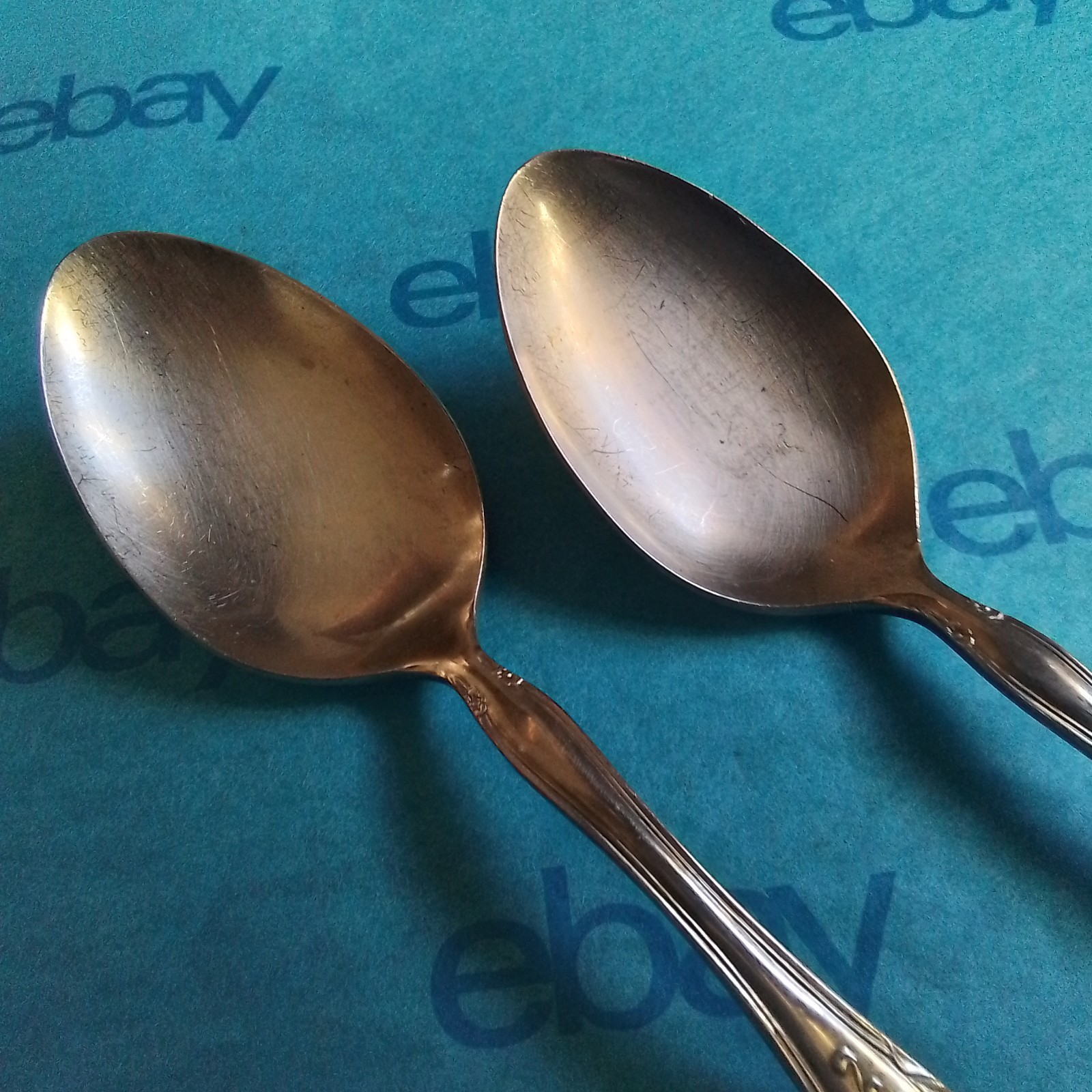 Reed & Barton Rebacraft Candance Andrea Stainless Flatware 2 Serving Spoons VGUC