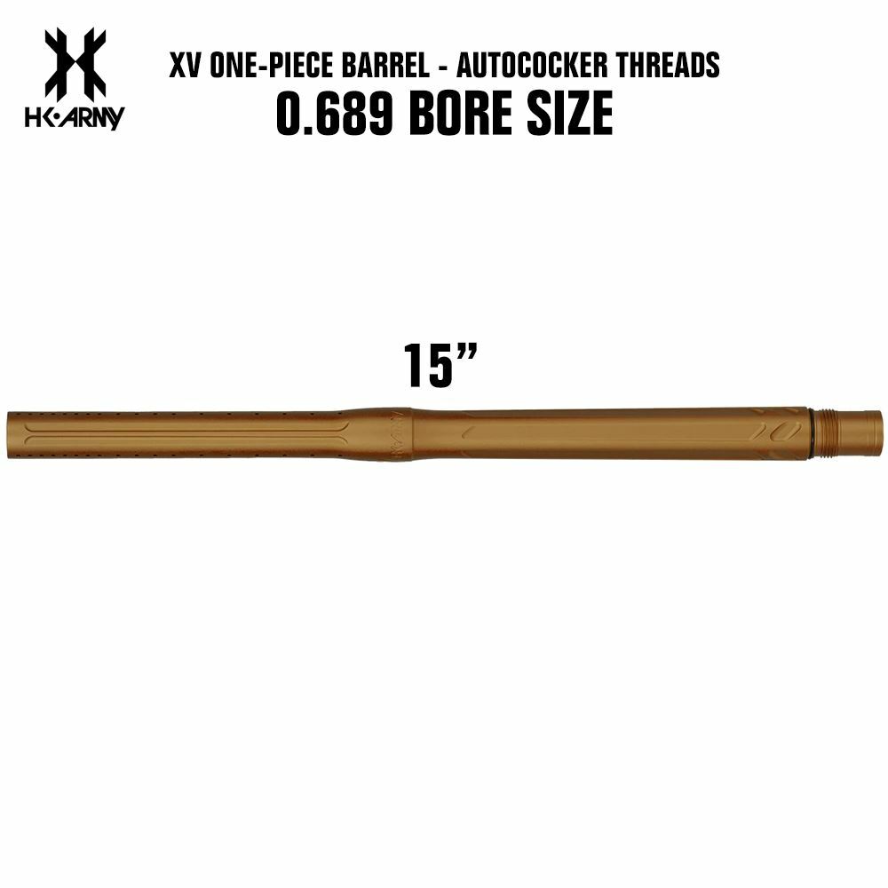 HK Army XV One-Piece Autococker Paintball Barrel - Dust Gold - .689 Bore Size