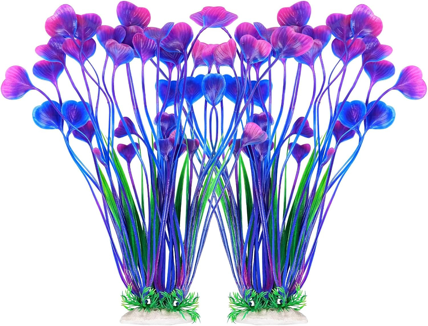 Artificial Aquarium Plants Large 15.5 Inch Purple Fish Tank Decorations 2 Pack
