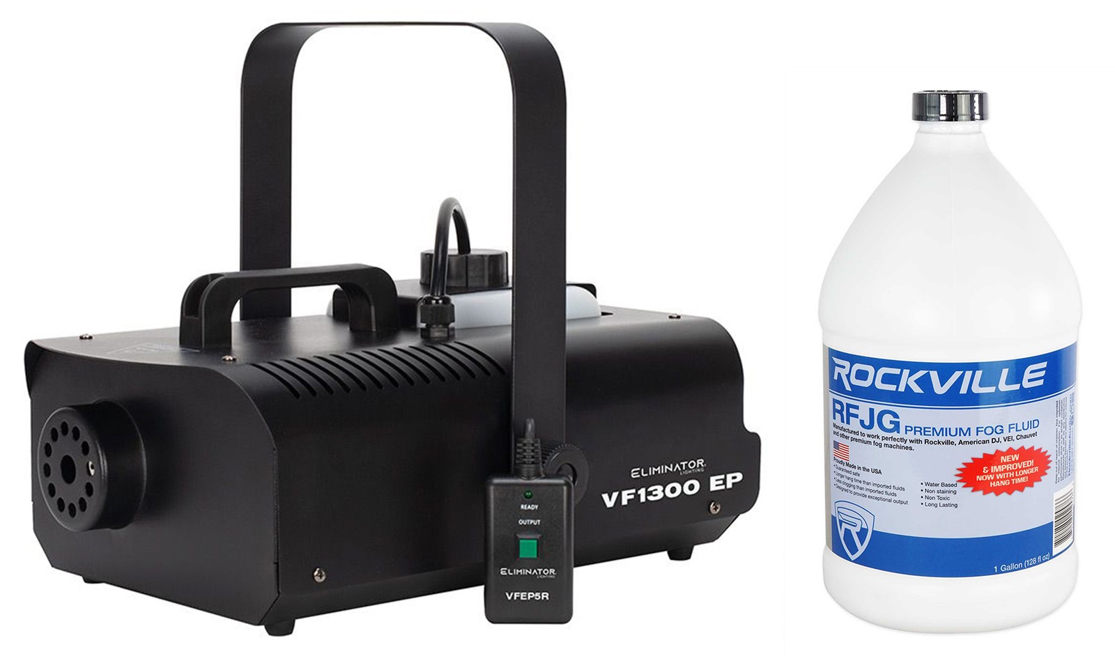 Eliminator ADJ VF1300 EP Portable Fog Machine Fogger+Wired Remote+Gal. Fluid