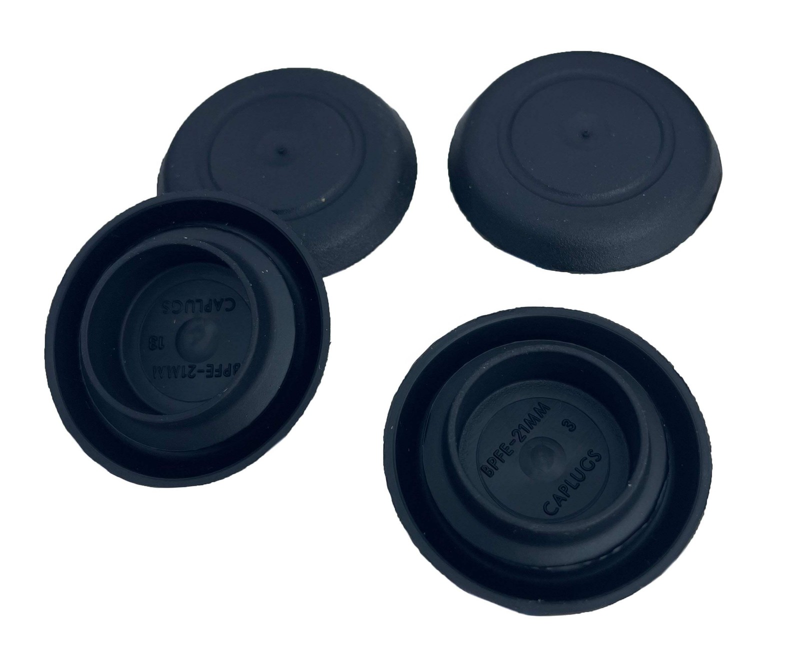 4 Genuine NEW CAPLUGS Brand Flexible 21-22mm Black Plastic Hole Plugs BPF-21MM