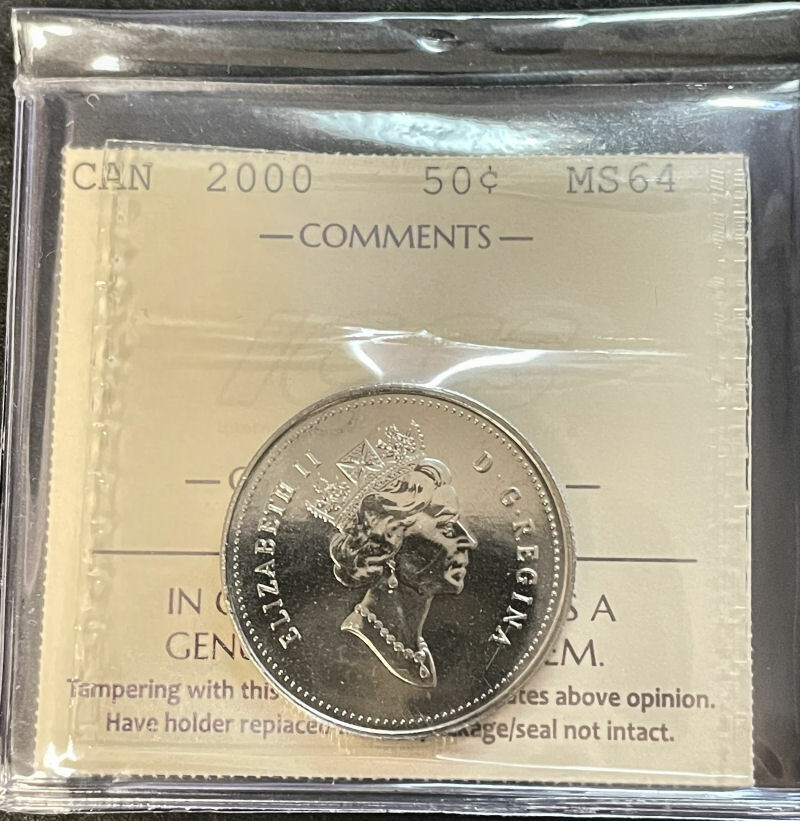 2000 Canada 50 Cents Certified ICCS MS-64