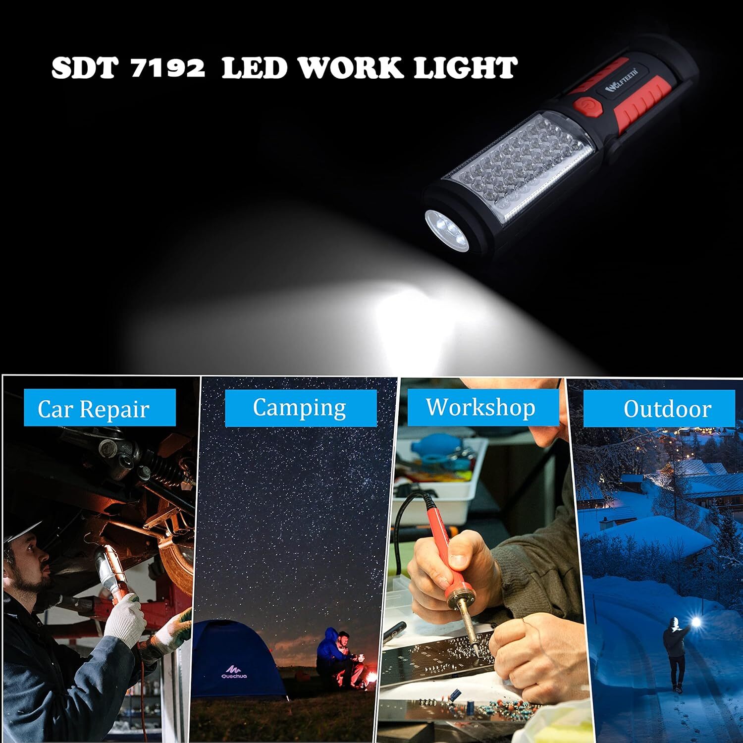 LED Work Light, Rechargeable Magnetic Flashlights for Mechanics, 360° Rotate Und
