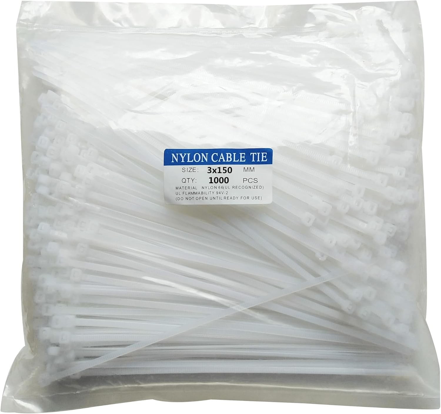 1000 pcs 6 inch Cable Zip Ties Heavy Duty, 6 ( 3 x 150mm ), White