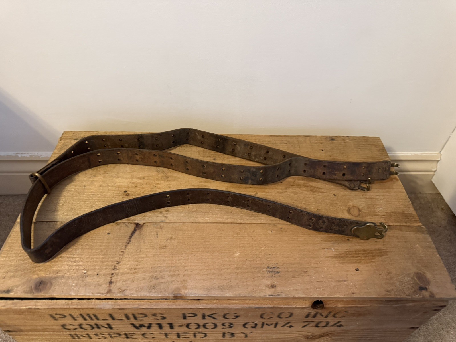 WW2 US Army  Leather Browning Automatic BAR Sling. B.A.R M1918 original