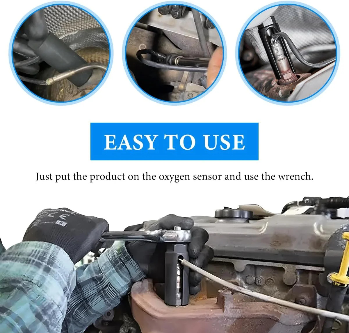 Oxygen Sensor Socket, Chromed-Vanadium Steel Oxygen Sensor Wrench Removal Tool w