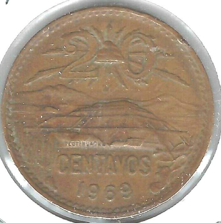 1969 Mexico Circulated Twenty Centavo Coin