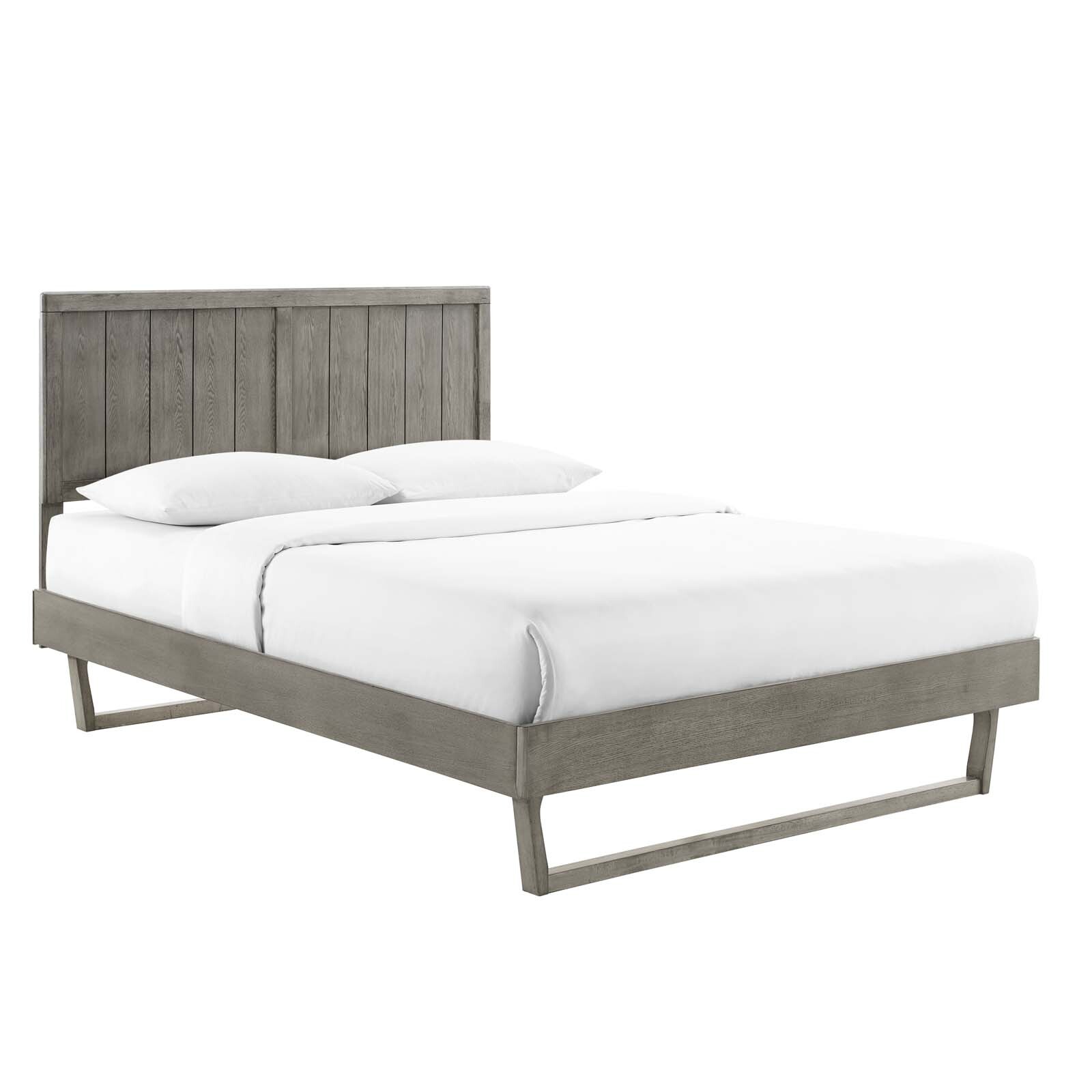 Modway Alana Wood Full Platform Bed in Gray With Angular Frame