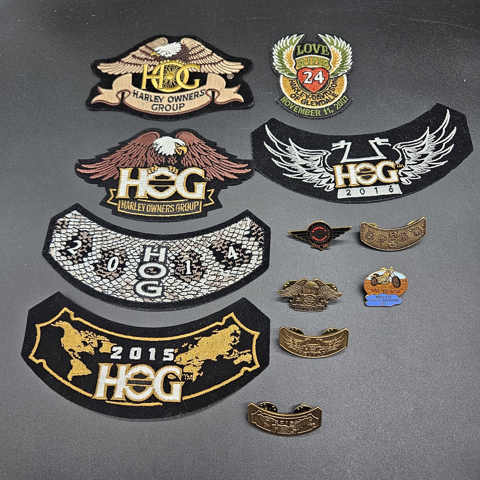 Vintage Harley Davidson HOG Harley Owners Group Vest Patch Pin Lot 12 Pieces