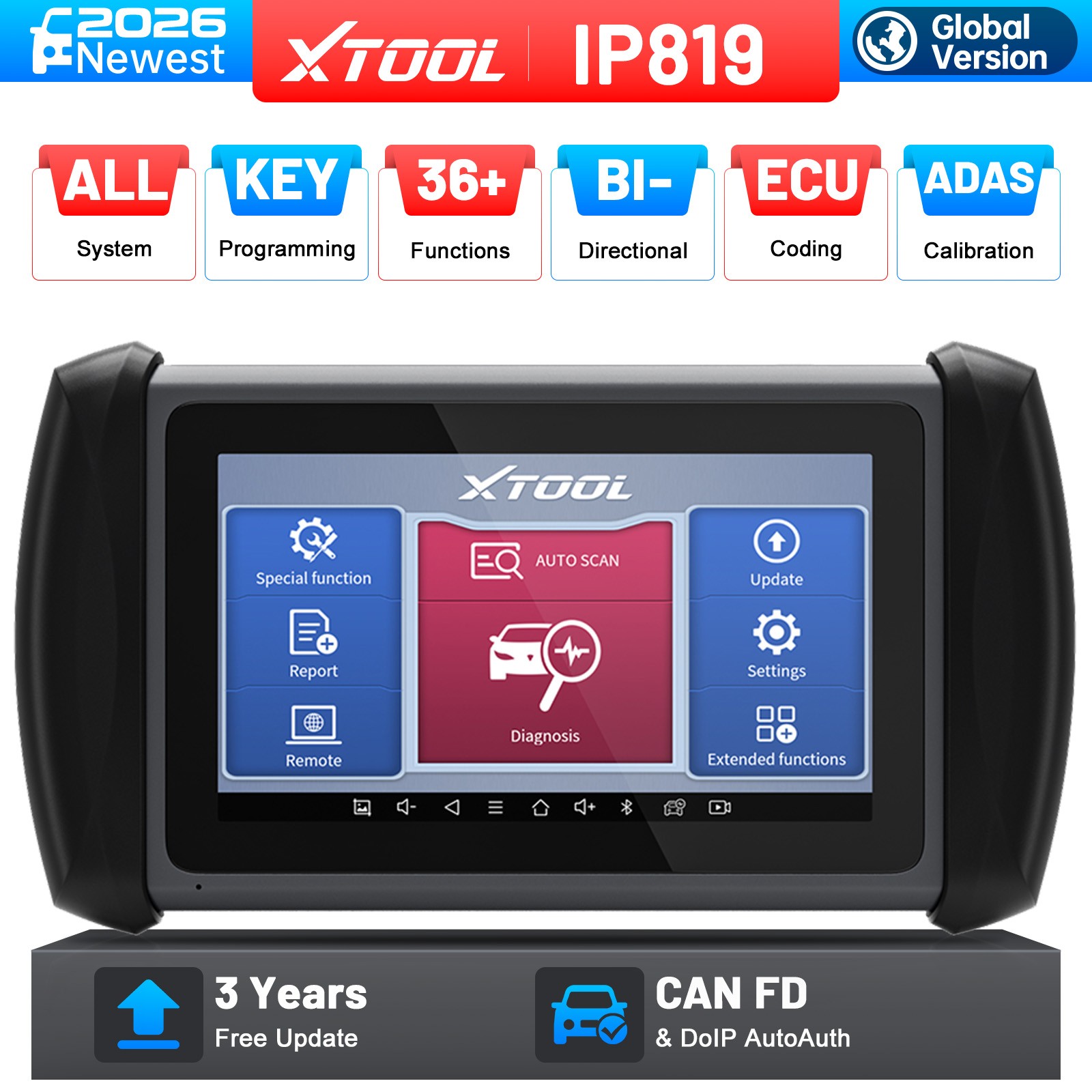 XTOOL IP819 Bidirectional OBD2 Scanner Full System Diagnostic Tool ECU Coding