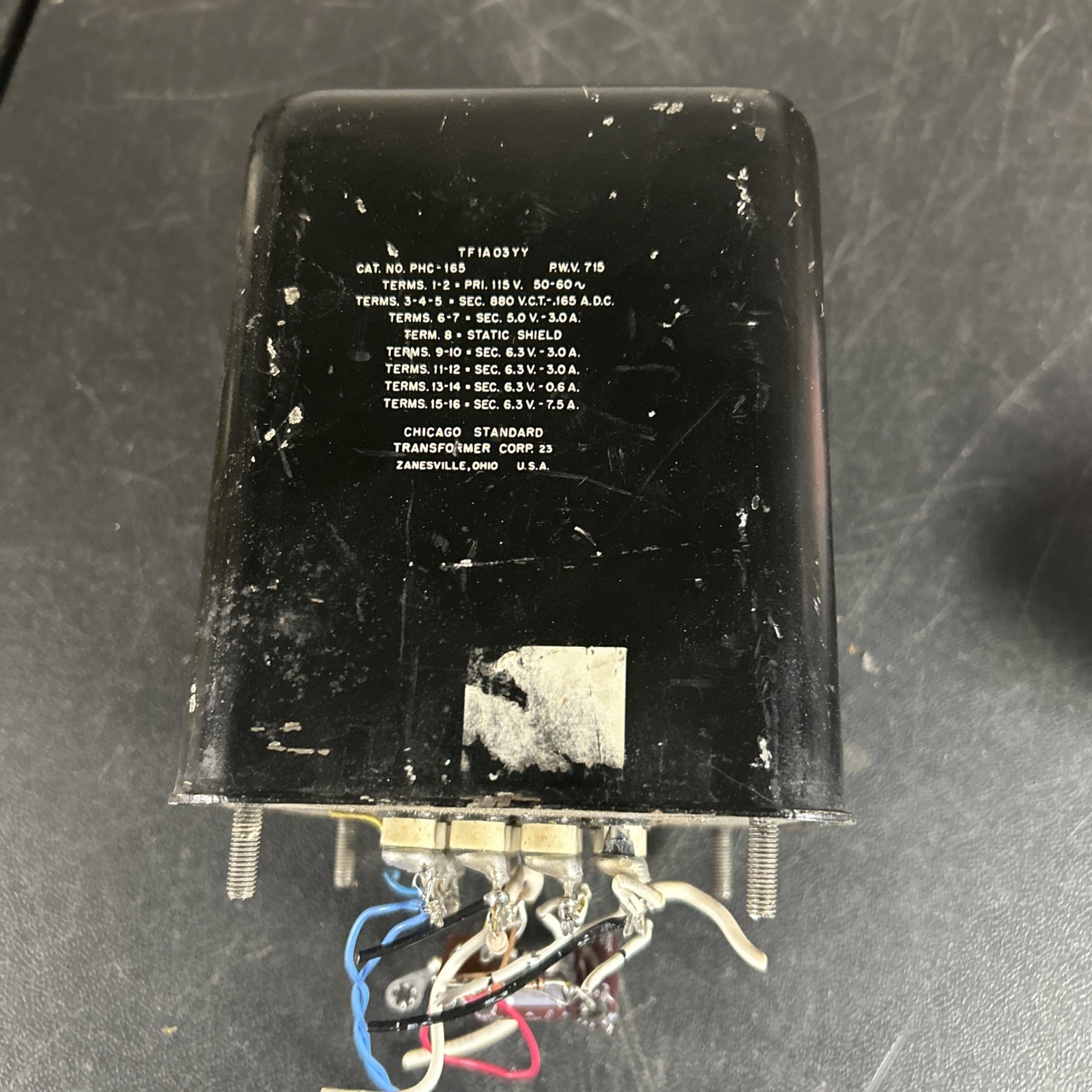 Chicago Standard Transformer Corp power transformer, model PHC-165