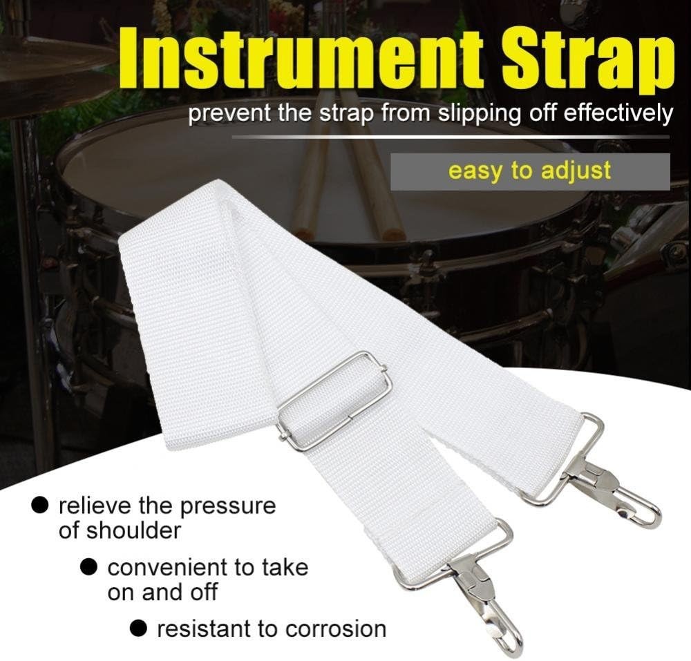 Drum Strap - Adjustable Nylon White Snare Military Drum Sling