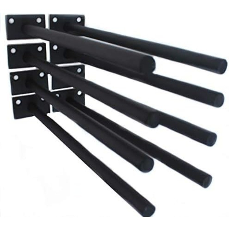 8 Pcs 10" Black Solid Steel Floating Shelf Bracket Blind Shelf Supports Hidden