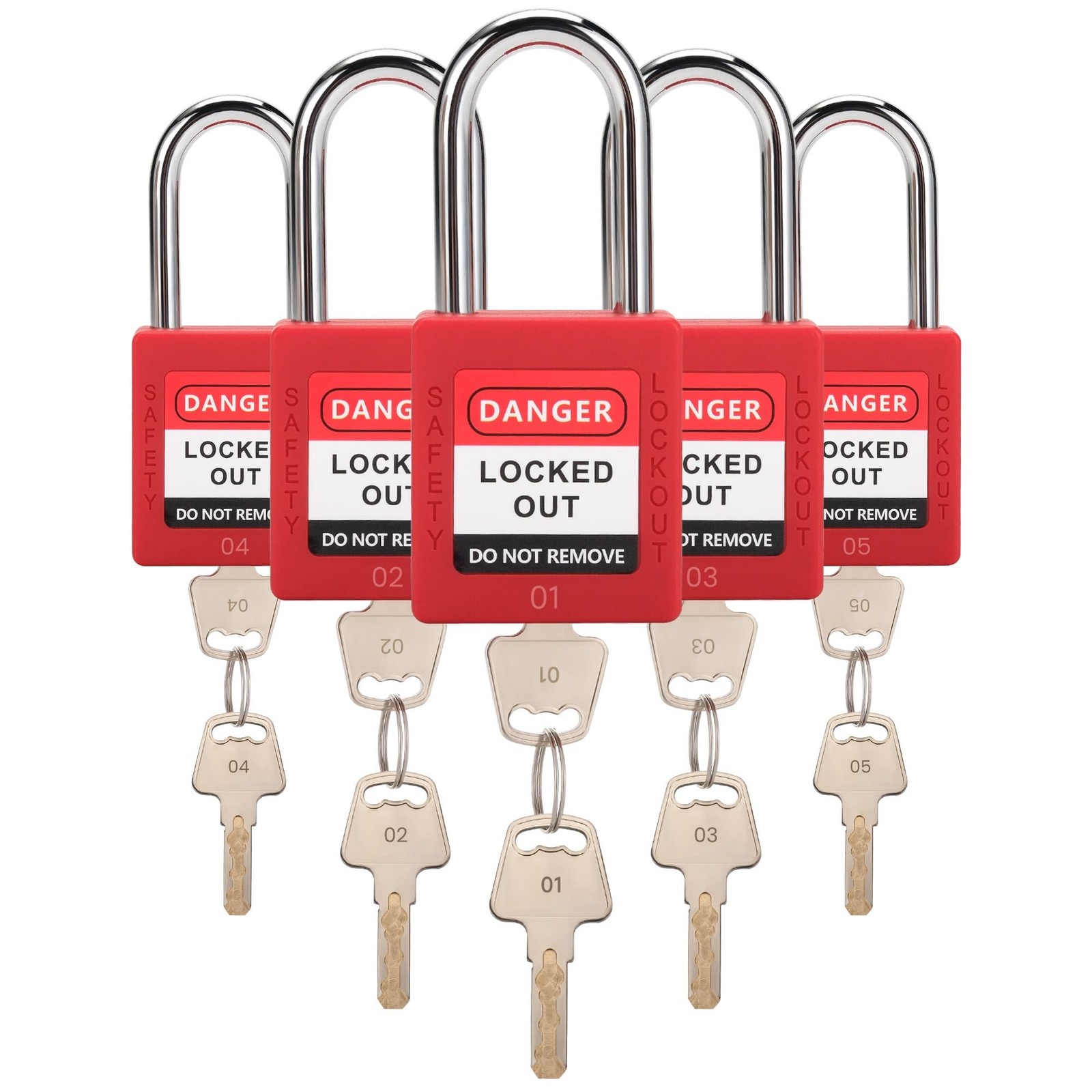 Lockout Tagout Locks Set | 5 Red OSHA-Compliant Safety Padlocks | 2 Keys Each...