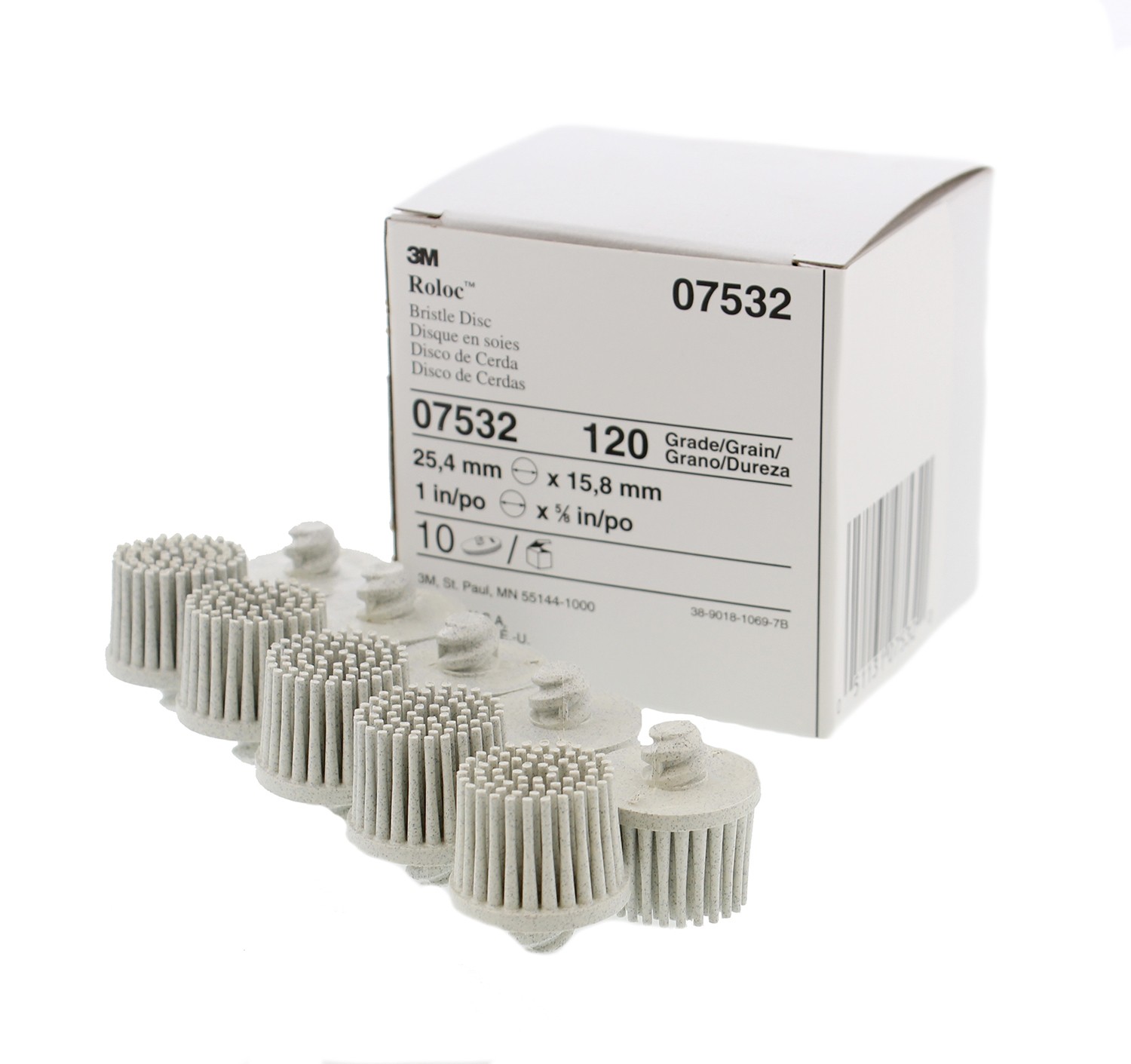 3M 07532 Roloc Bristle Disc, White, Box of 10
