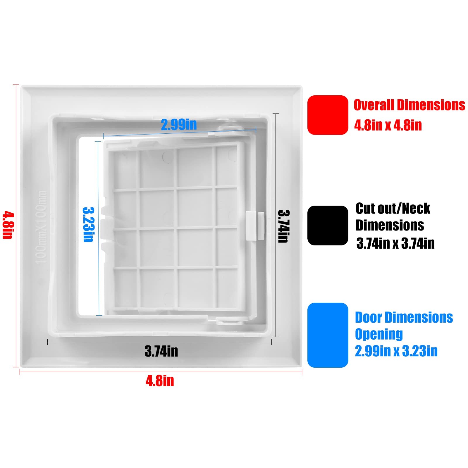 4x4 Inch Plastic Access Panel Drywall Ceiling Plumbing Wall Door White