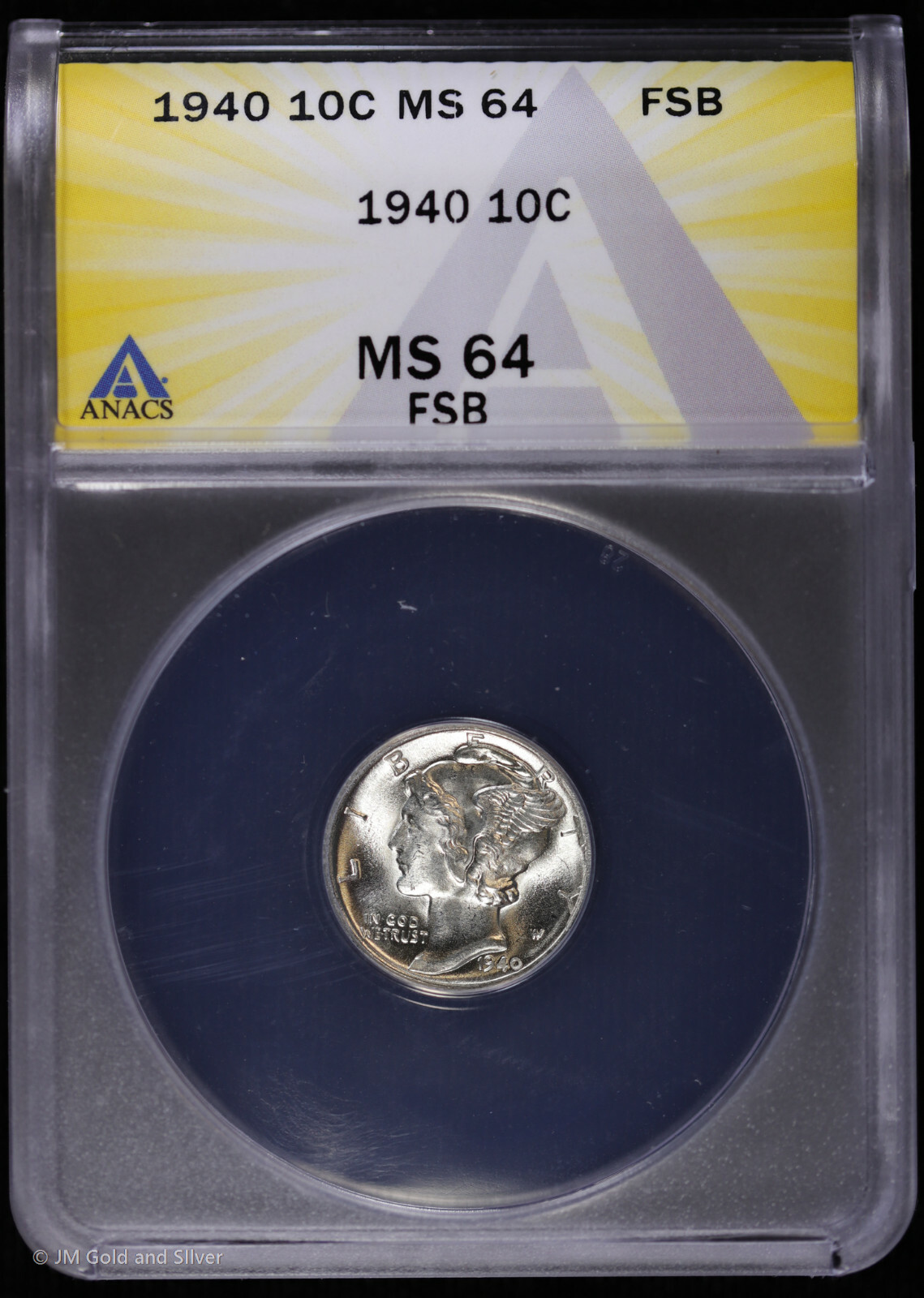 1940 10c Silver Mercury Dime ANACS MS 64 FSB | UncirculatedB BU Full Split Bands