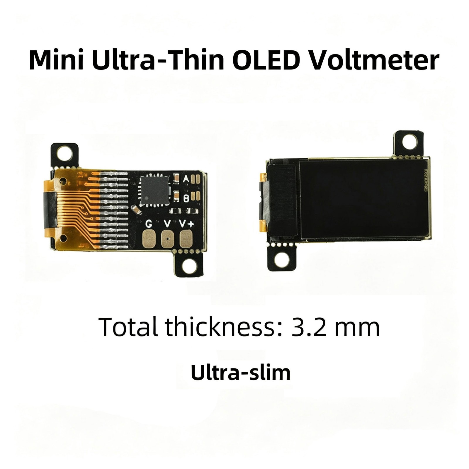 DC 0-30V Digital Voltmeter 0.5″ OLED Ultra-Slim Mini Embedded Voltage Gauge SHIP