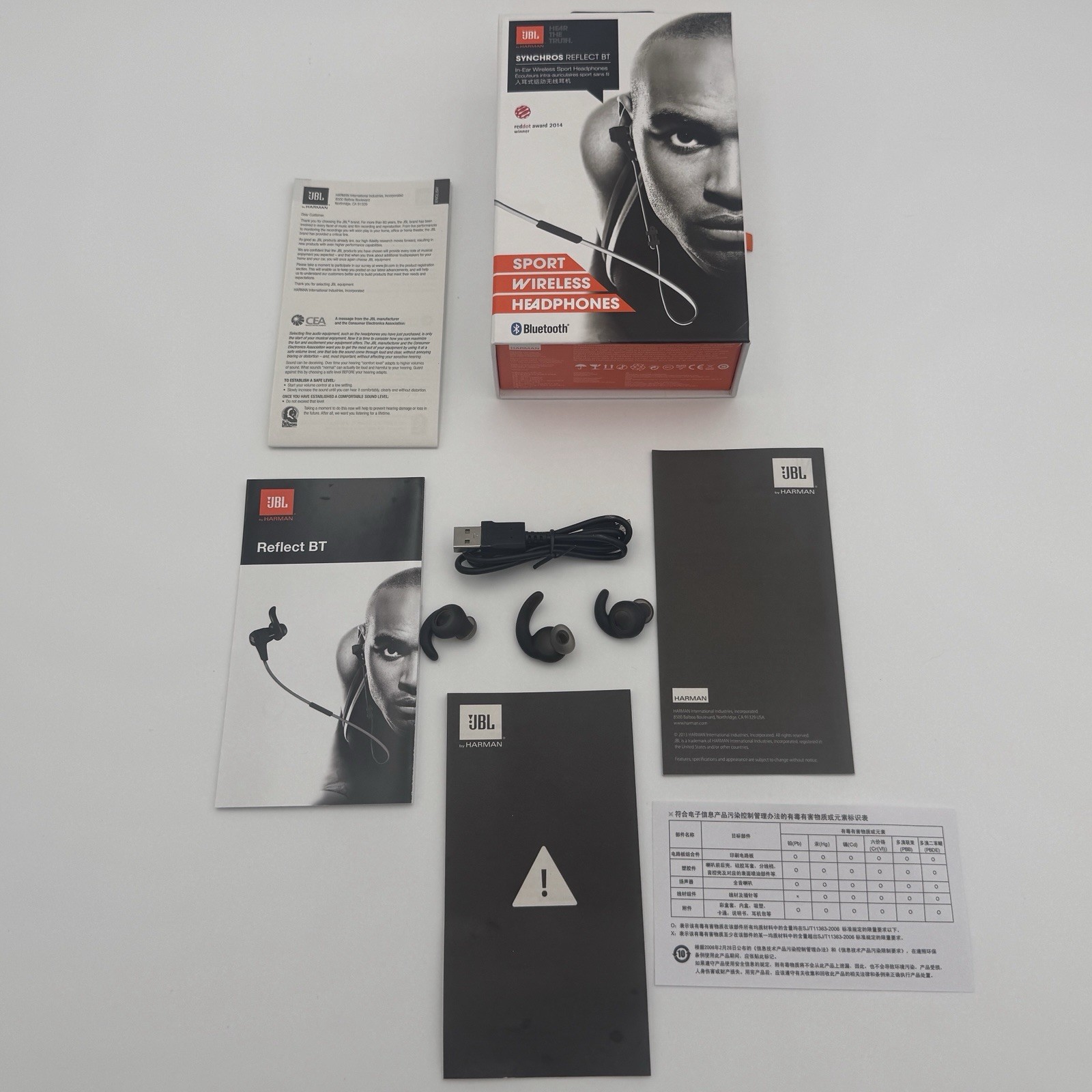 JBL Reflect BT Replacement Ear Tips Charging Cable Manuals Box No Earbuds