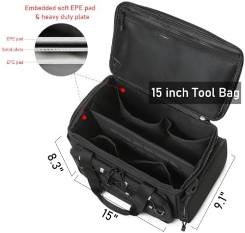 15-Inch Tool Bag Multi-purpose Tool Organizer Bag For Men with Shoulder Strap...