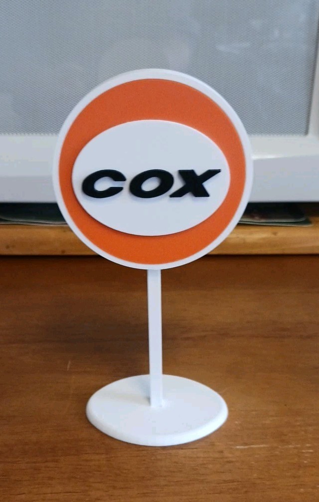 Cox Engines "Golden Bee" Orange/White Miniature Sign Display Piece 6.5" Tall