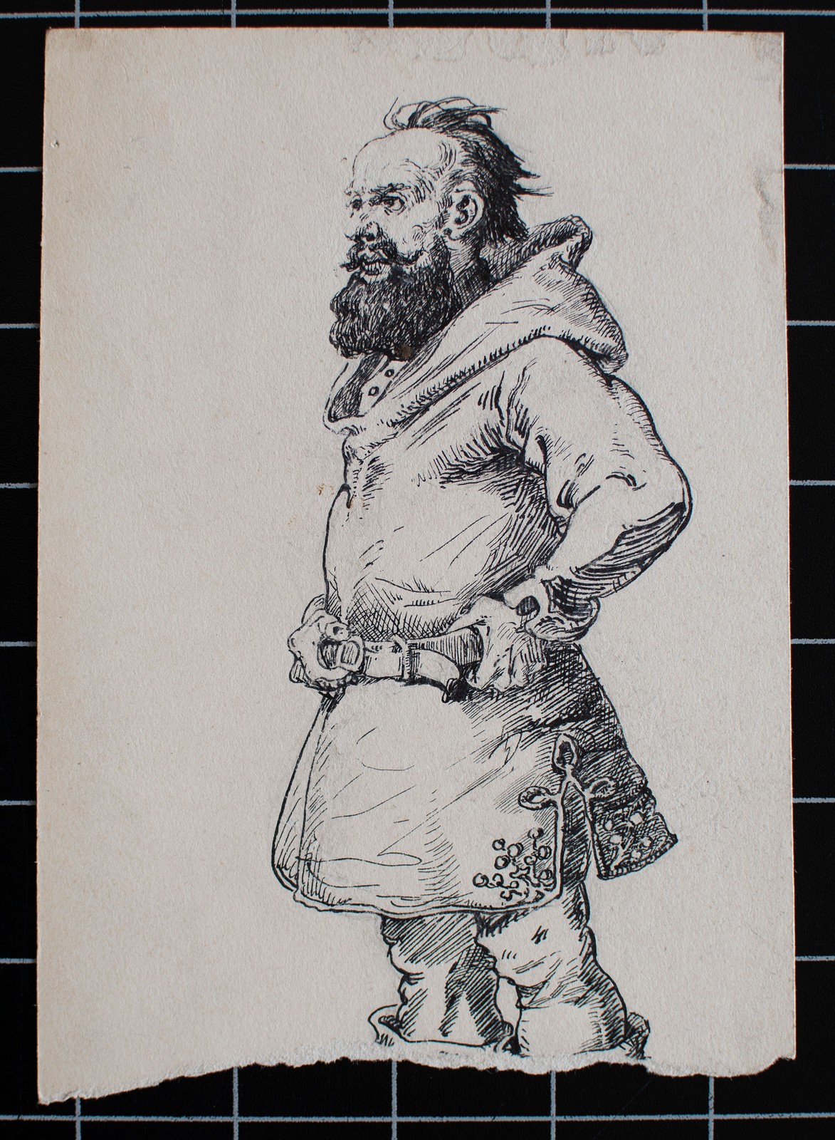 Józef Teofil Smoliński portrait of a man study costume art Poland unique drawing