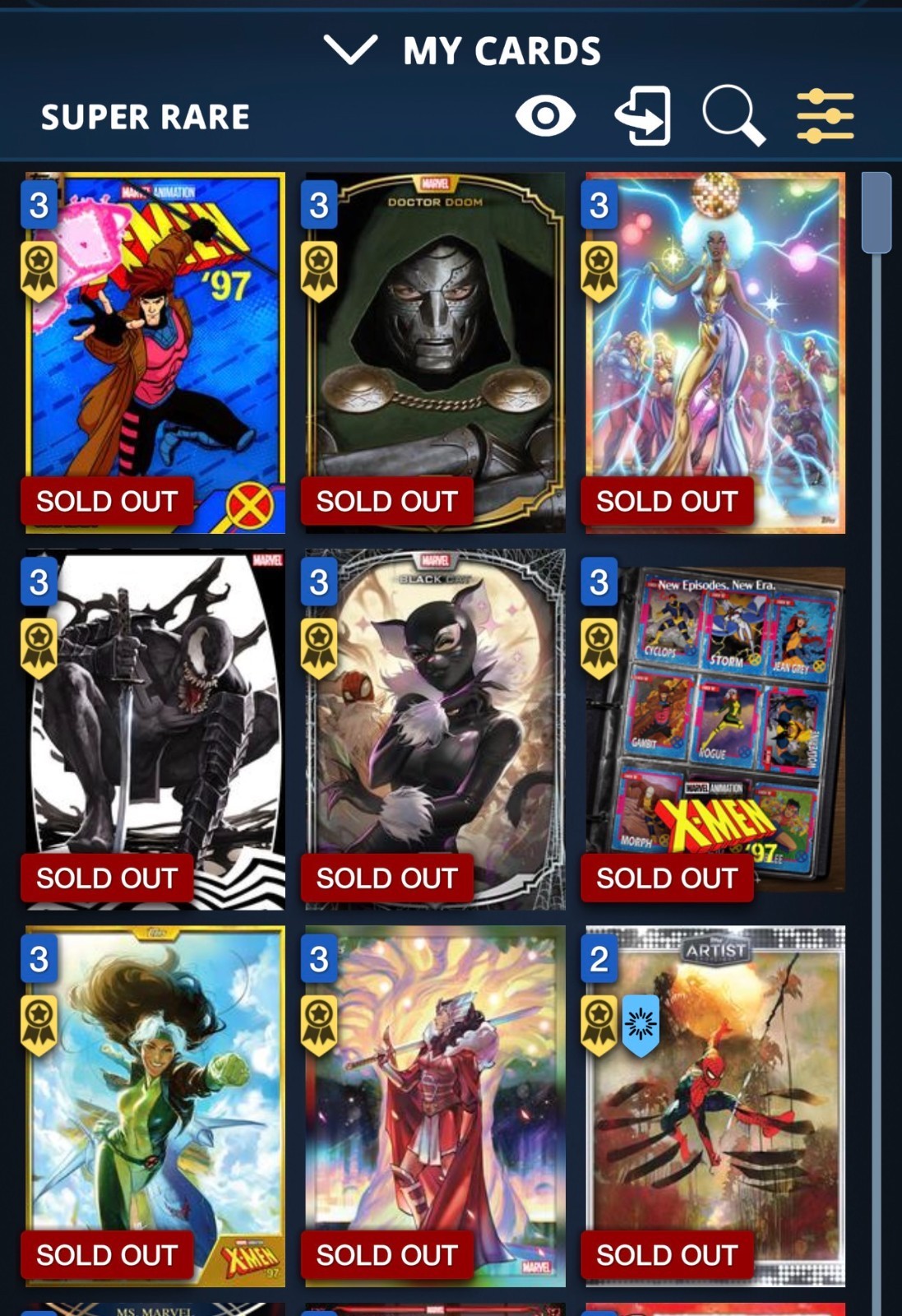 Topps Marvel Collect - Pick Any 2023-2025 Award Super Rare (SRs) Digital