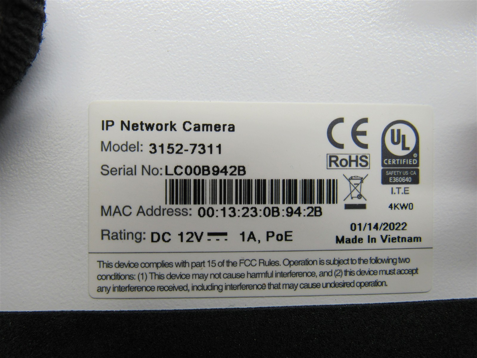NEW ClickIt 3100 Series Mini IP Dome Camera 3152-7311 With Installation Kit