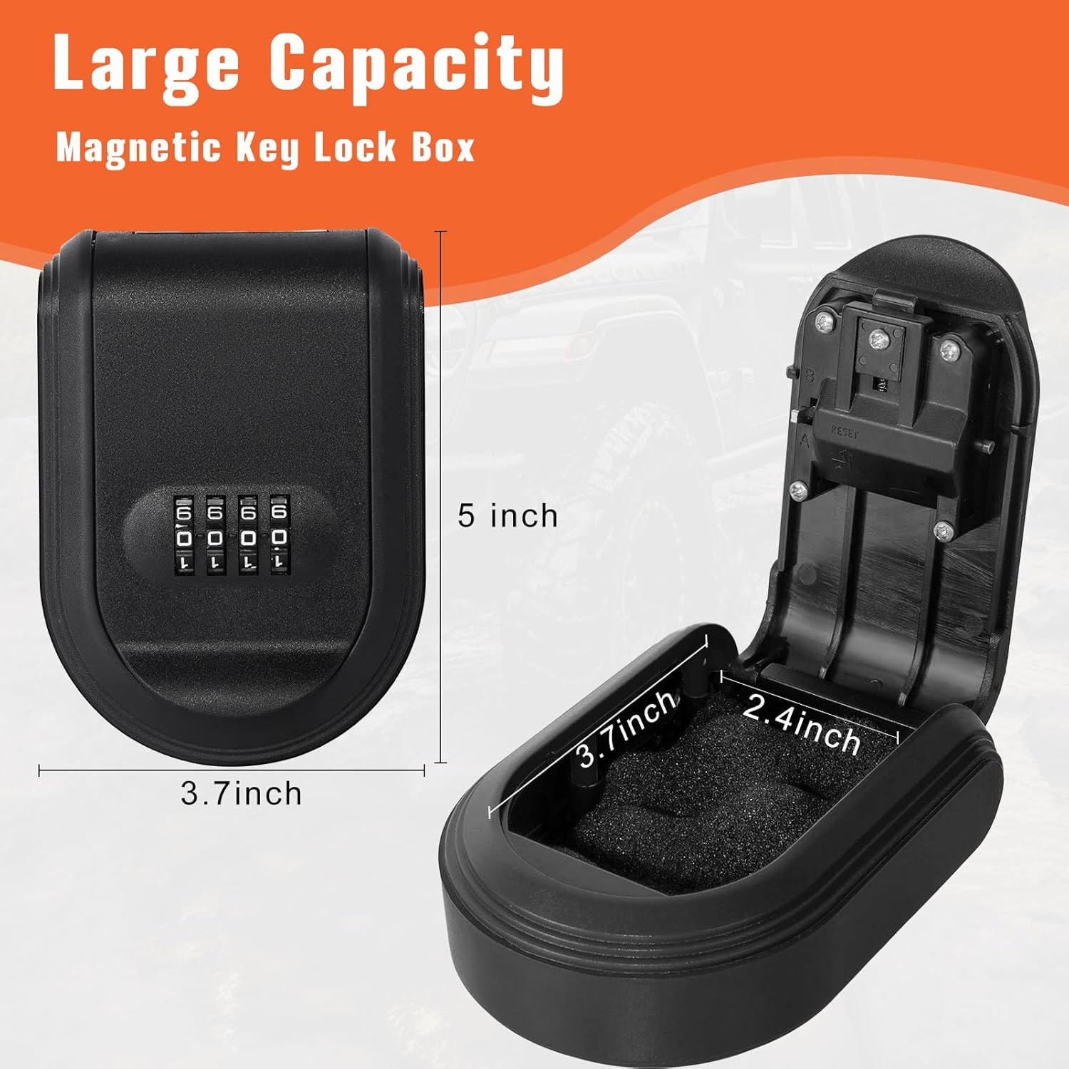 Magnetic Key Lock Box, Key Holder with Combination Lock under Car, Magnet Hide a
