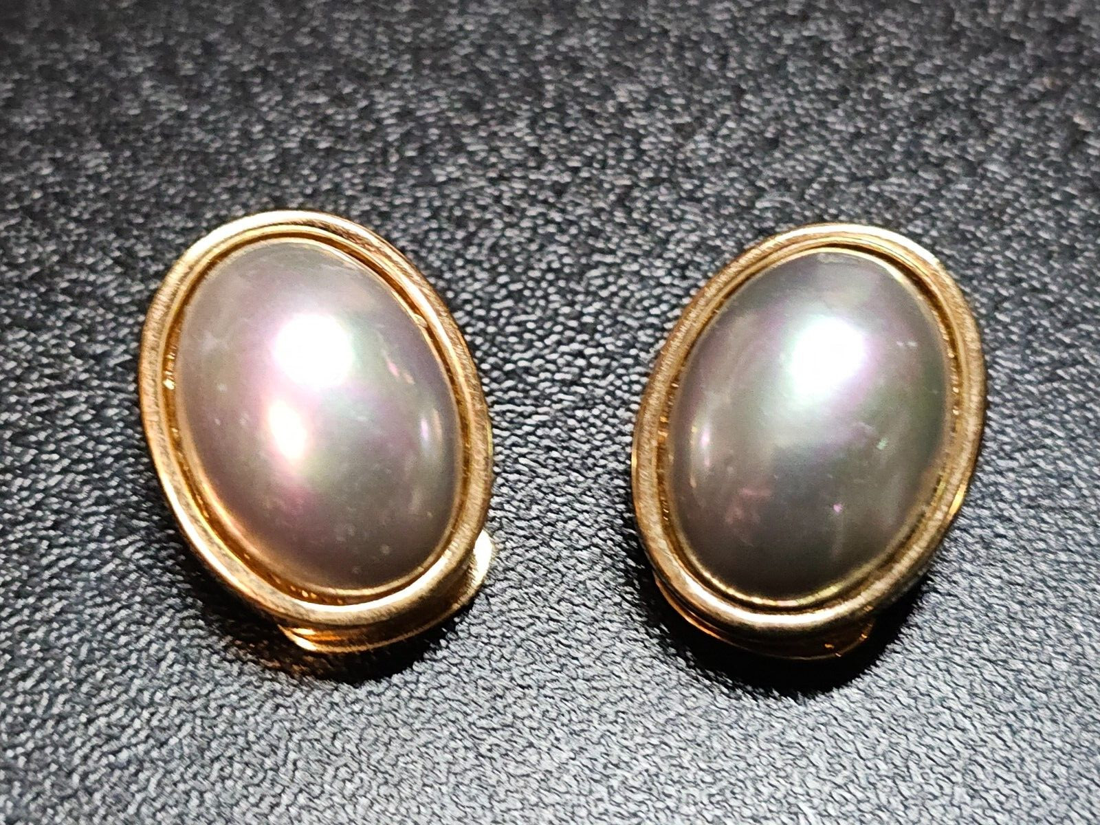 BIG Vtg 1980s Christian Dior Goldtone Pearl Clip Earrings