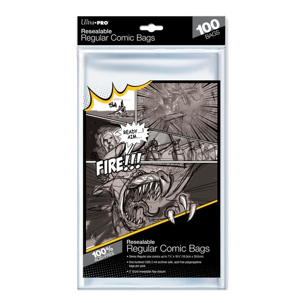 UltraPro Resealable Regular Comic Bags 7 1/8 x 10 1/2 (18cm x 26.6cm)- 100 BAGS