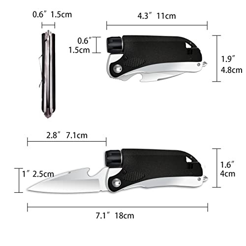 Led Mini Flashlight 6-in-1 Utility Folding Pocket Knife with Bottle Opener