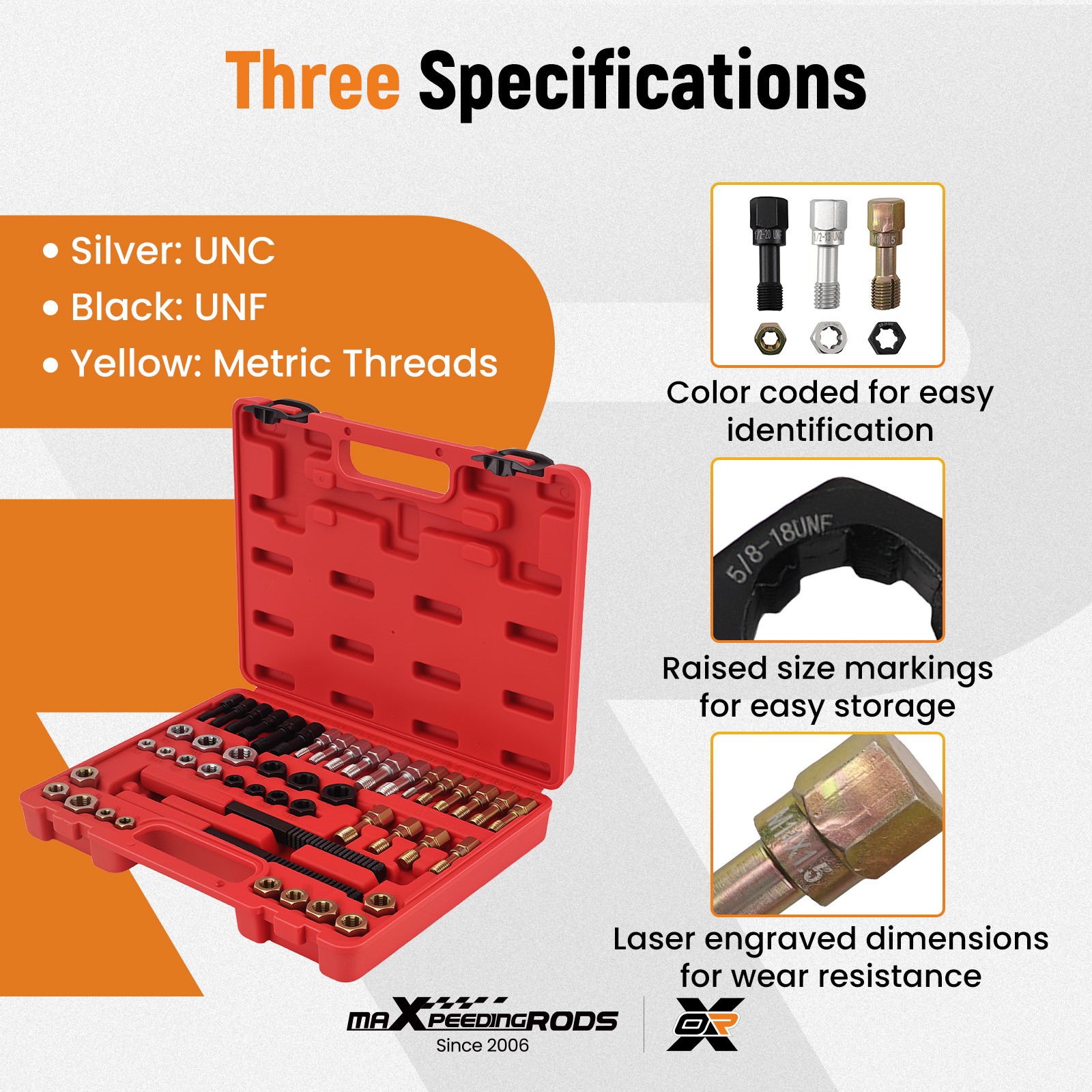 48Pc Tap Die Rethreading Set Metric SAE Thread Chaser Kit with Files