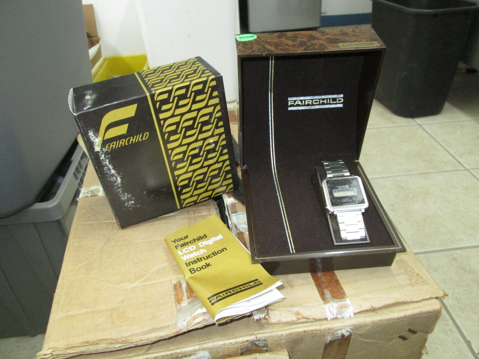 NIB Vintage Fairchild Solid State Tritium Quartz LCD Digital Watch 1355 FC1355