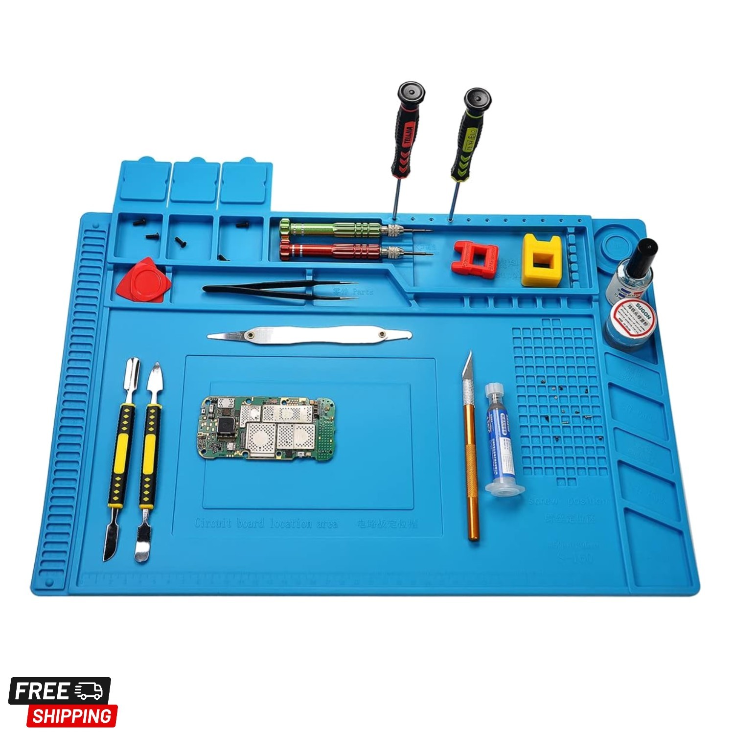 Heat Resistant 932°F Silicone Soldering Mat, Large Anti Static Magnetic