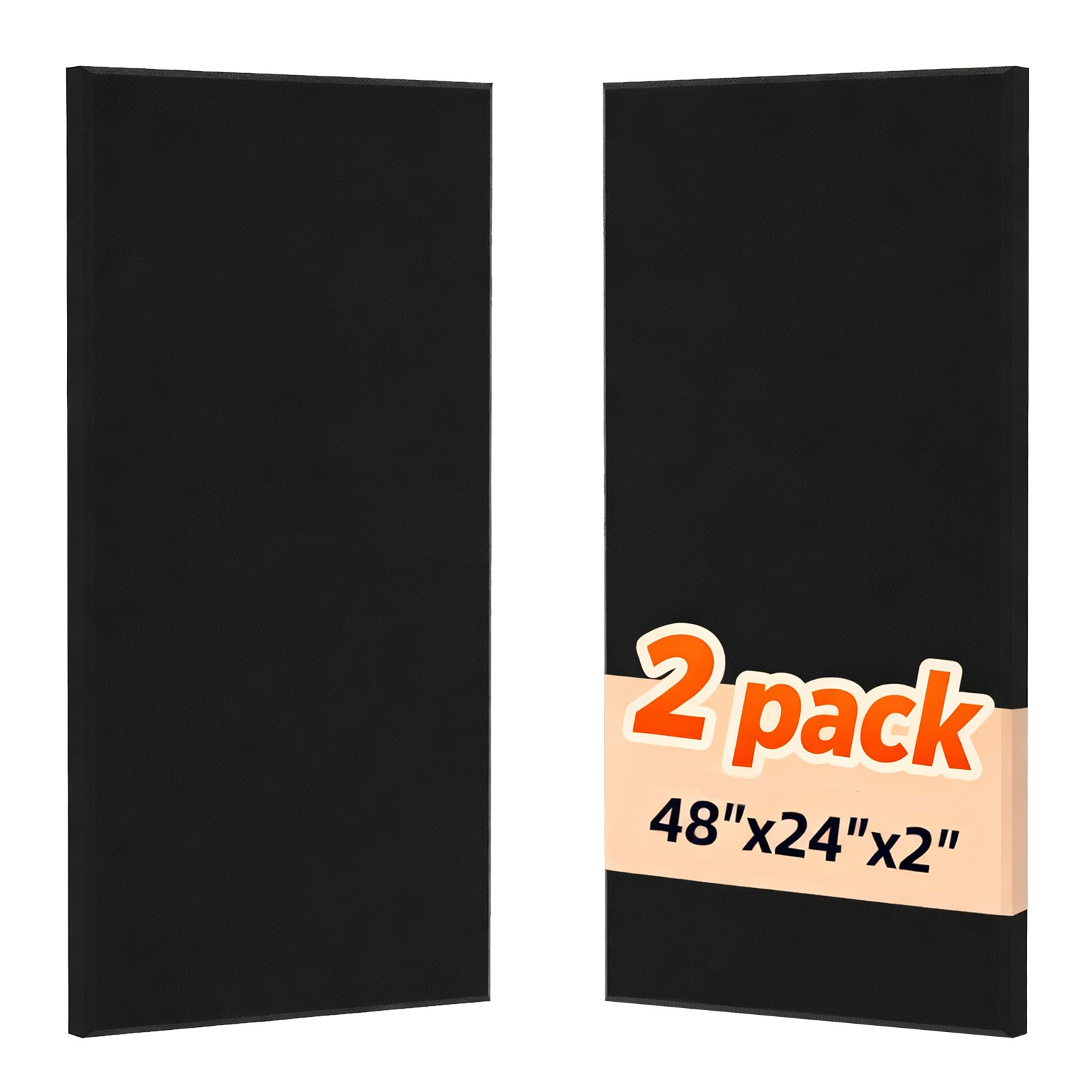 Large Acoustic Wall Panels 2 Pack, Fiberglass 48"x24"x2" Sound Dampening Panels